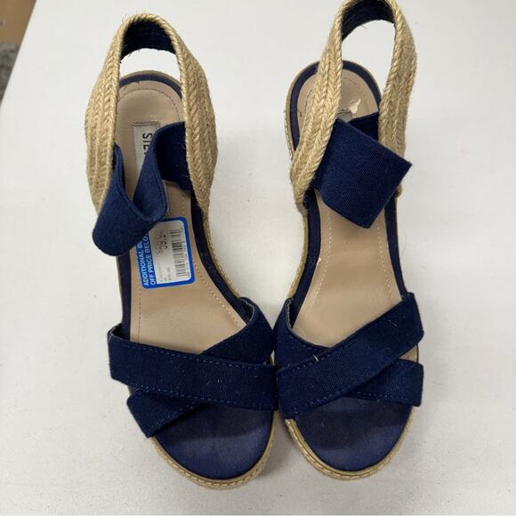Steve Madden Blue Chambray Espadrille Wedge Sandals Women’s 8.5 Beachy Casual - Picture 6 of 9
